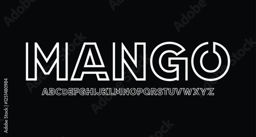 Mango, Futuristic abstract modern techno font, abstract geometric sci fi bold display letter set, Future clean modern monospaced typeface
