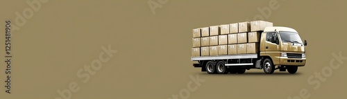 Cargo Truck Loaded with Boxes photo