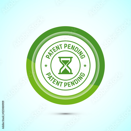 Patent pending icon design illustration, patent pending logo, badge, seal emblem, Green color button design