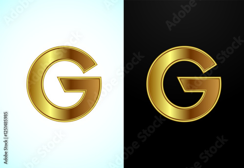 English capital letter G in gold color. Graphic alphabet symbol for corporate business identity