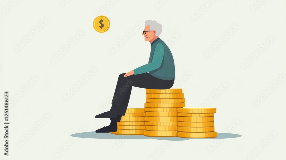 Elderly Man Reflecting on Wealth and Savings Elderly Man Reflecting on Wealth and Savings