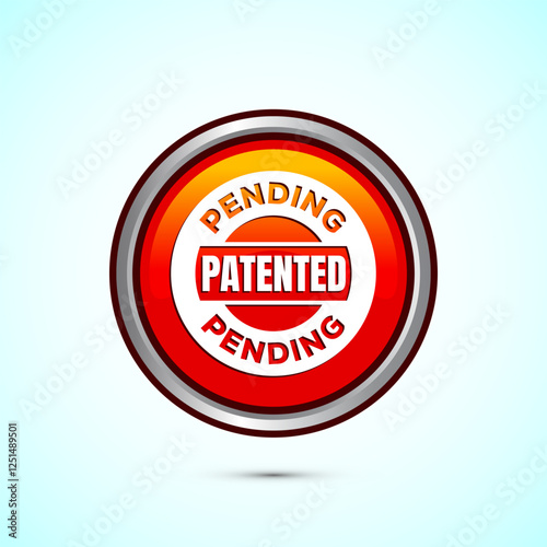 Patent pending icon design illustration, patent pending logo, badge, seal emblem, Orange color round button design