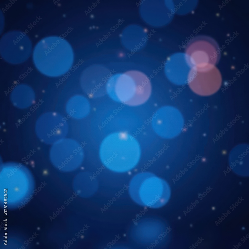 Deep blue bokeh, blurred lights, opulent shine, space, galaxy, background