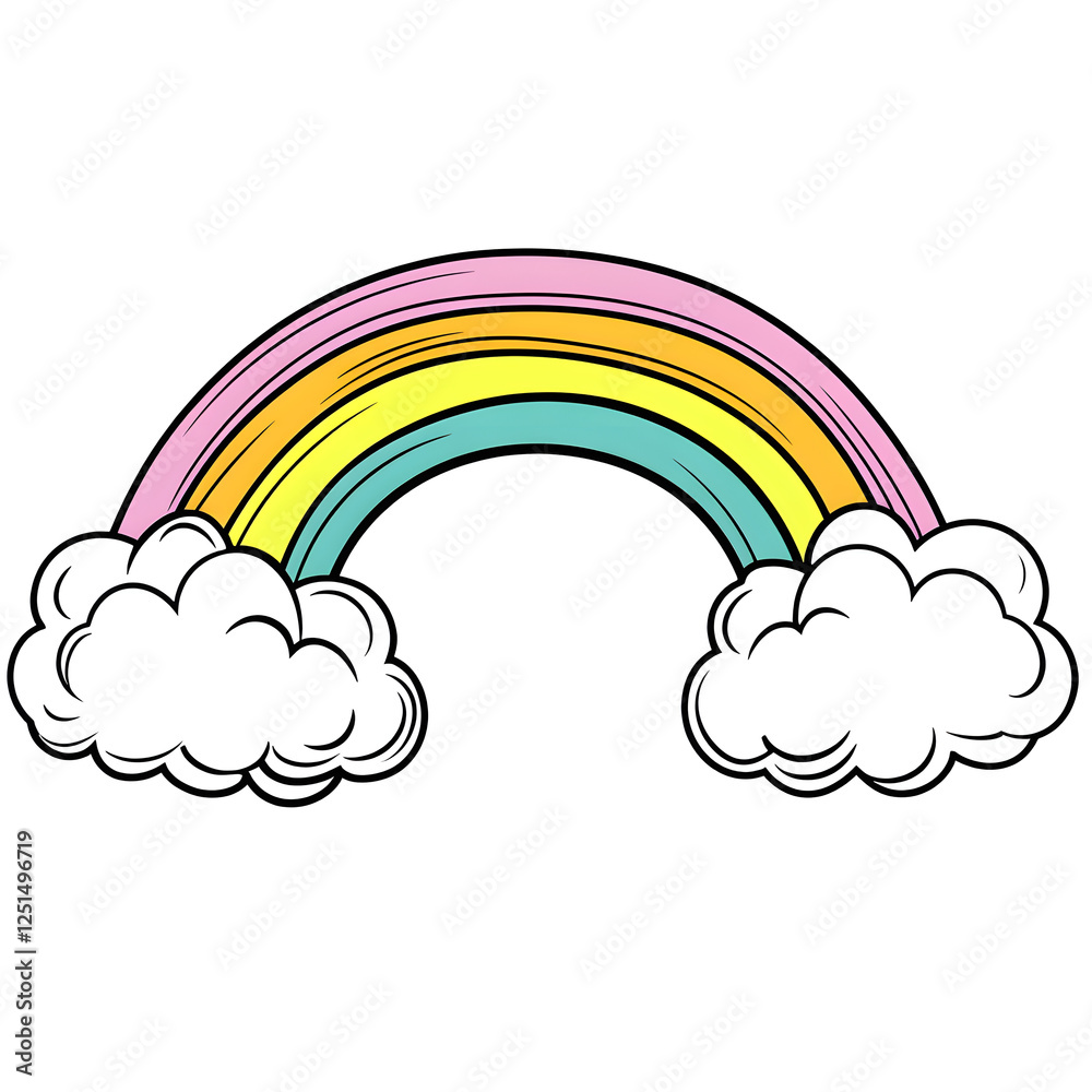 Simple Rainbow and Clouds Drawing for Children's Art Simple Rainbow and Clouds Drawing for Children's Art