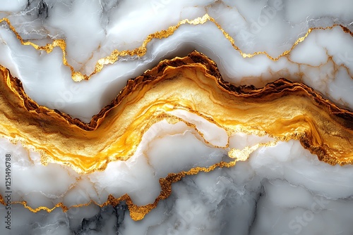 Luxurious Gold Veined White Marble Texture Background