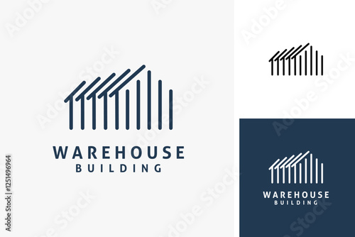 Warehouse line art logo symbol icon design illustration photo