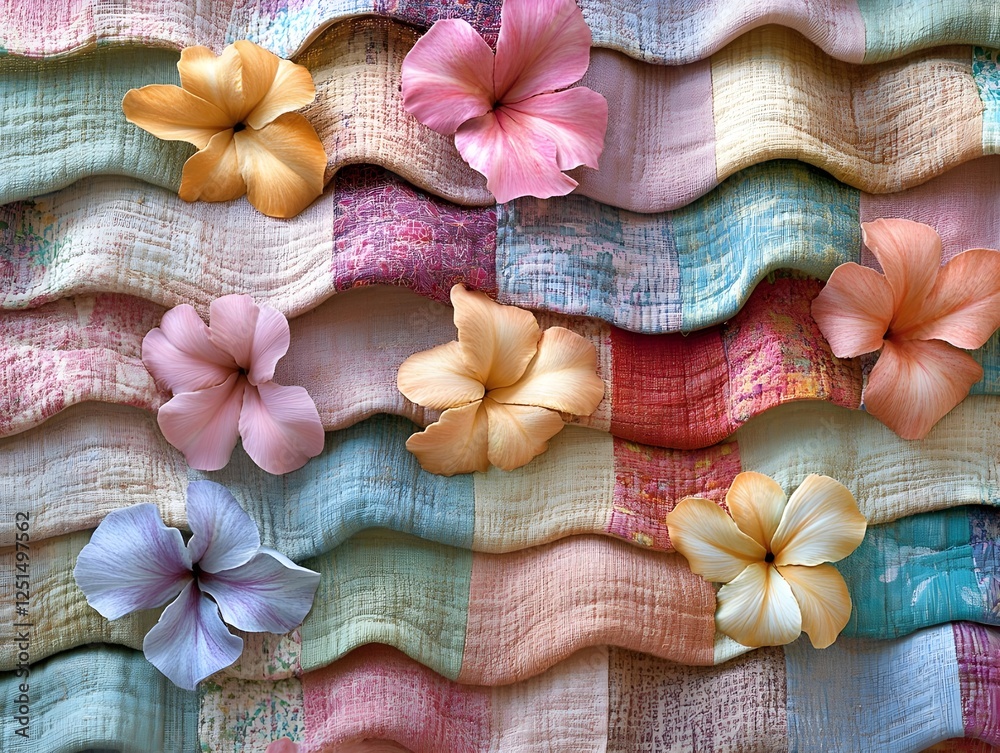 Pink and white flowers adorn a rustic wooden surface Pink and white flowers adorn a rustic wooden surface