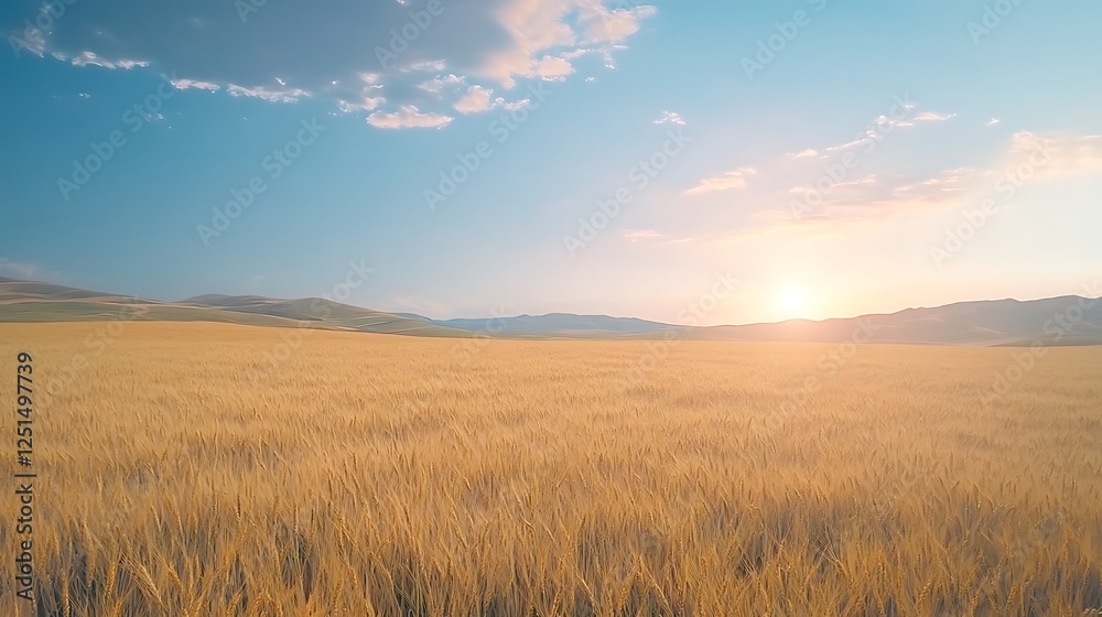 A golden wheat field swaying gently in the breeze, showcasing nature's beauty and agricultural richness. A golden wheat field swaying gently in the breeze, showcasing nature's beauty and agricultural richness.