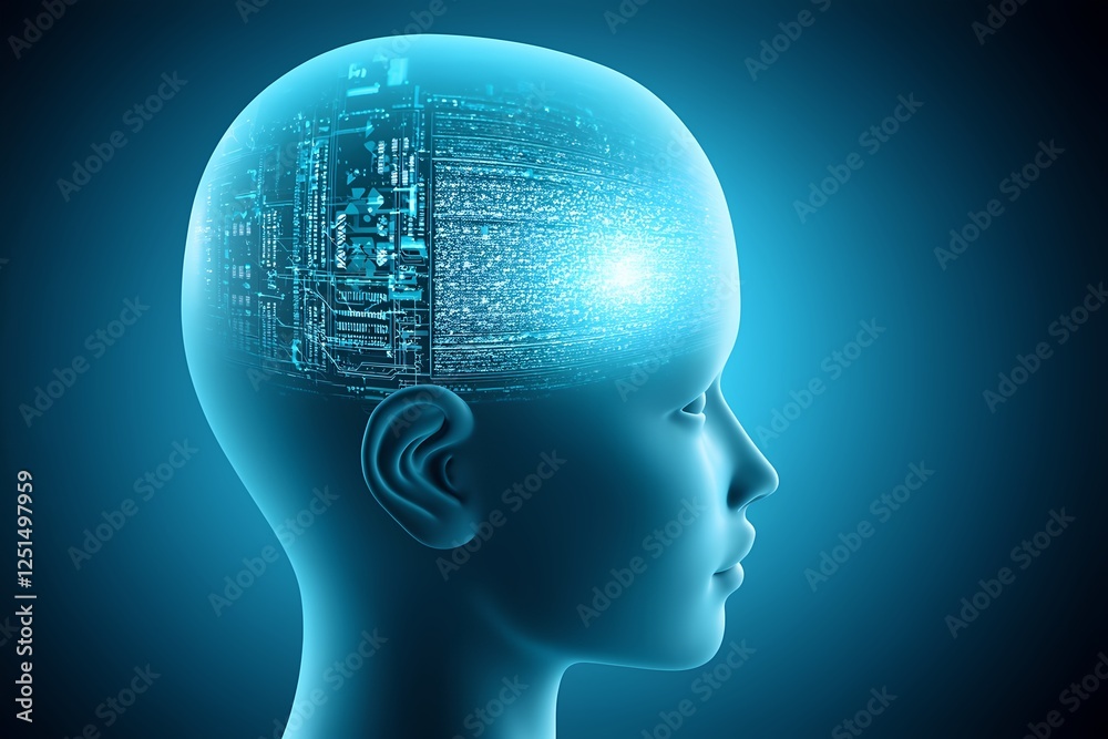 Fototapeta premium Digital representation of a human figure in a futuristic network of light and data particles