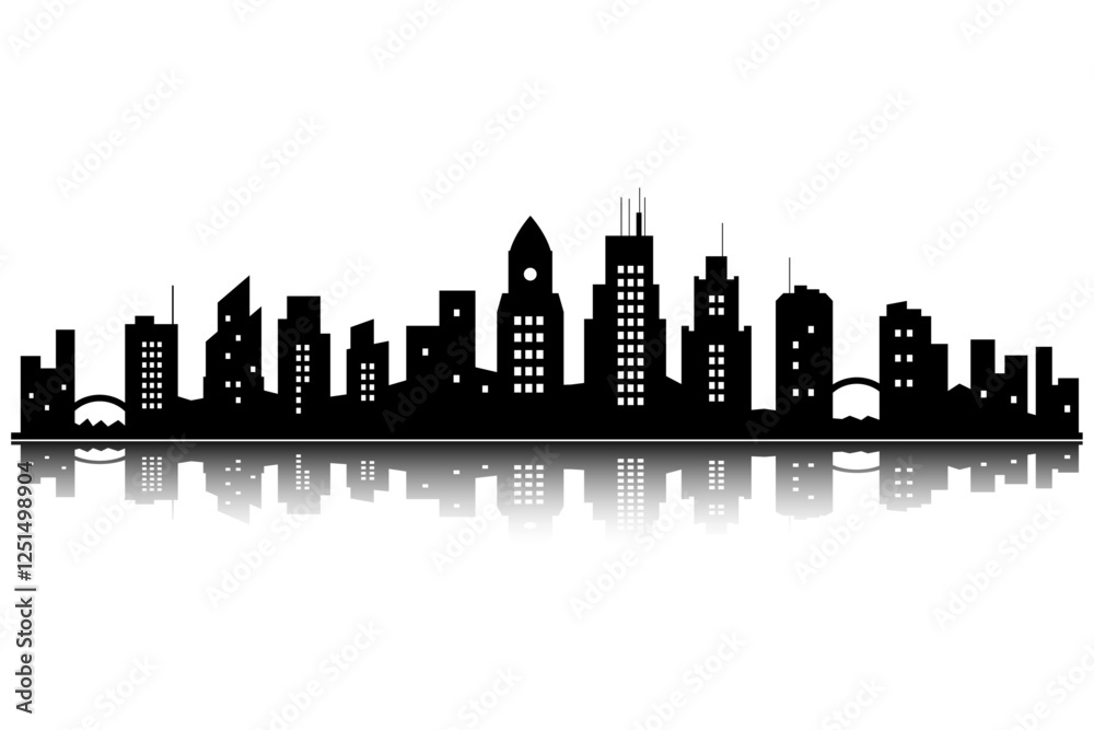 Fototapeta premium black city city silhouette design architecture with arches and buildings