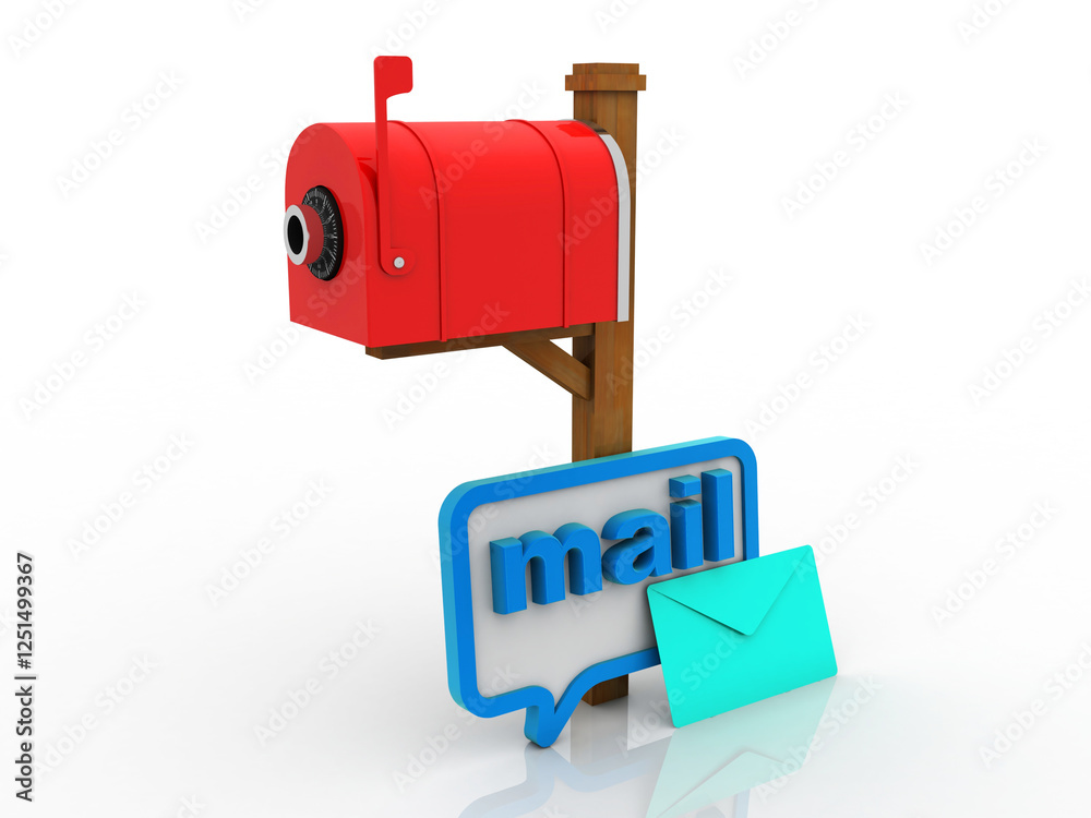3d illustration e mail connected to envelop near letter box
3d illustration e mail connected to envelop near letter box