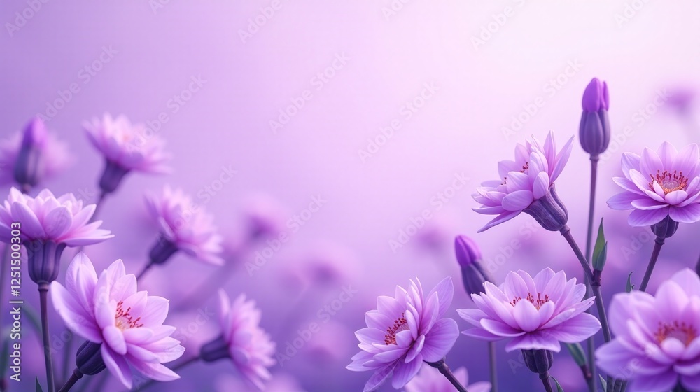 Obraz premium A serene field of delicate, vibrant purple flowers, gently swaying amidst a soft, dreamy background.