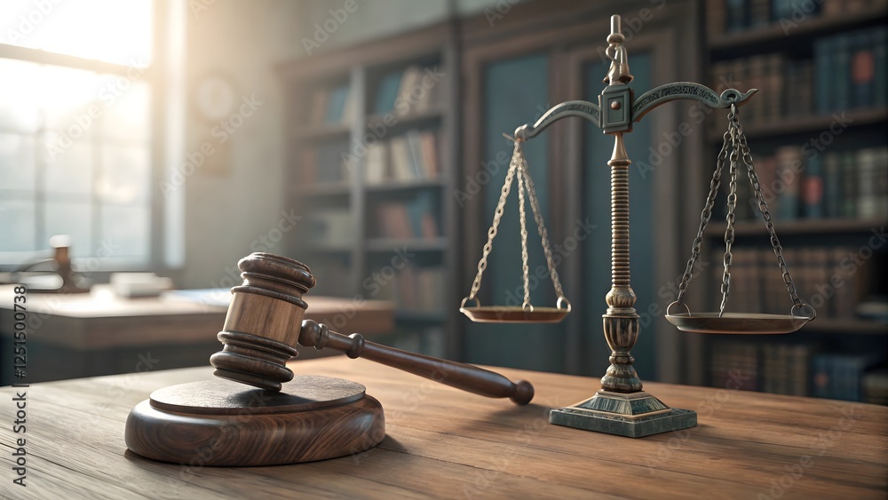 The judge's gavel and scales as a symbol of the judiciary and justice. The judge's gavel and scales as a symbol of the judiciary and justice.