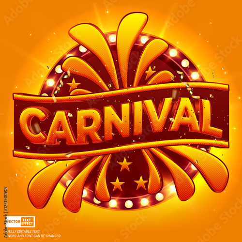 Carnival glowing luxury music fest typography style 3d editable vector text effect 