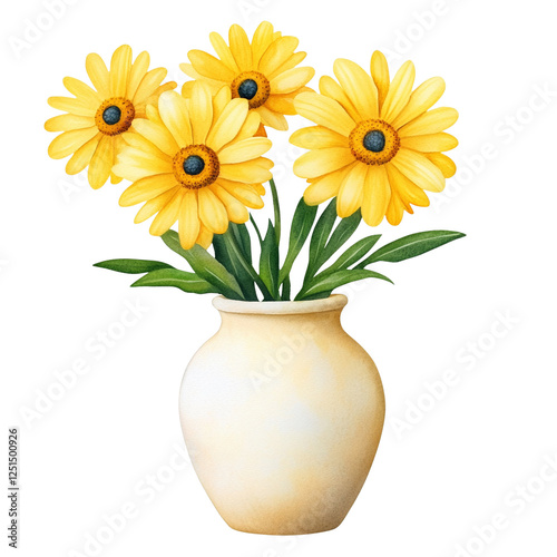 Wallpaper Mural Bright yellow flowers in a ceramic vase. Torontodigital.ca