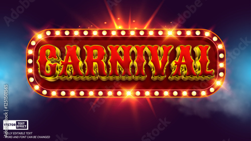 Glowing luxury style carnival editable 3d vector text effect 