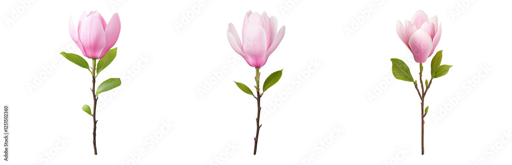Delicate Pink Magnolia Flowers on Soft Isolated on transparent background Delicate Pink Magnolia Flowers on Soft Isolated on transparent background