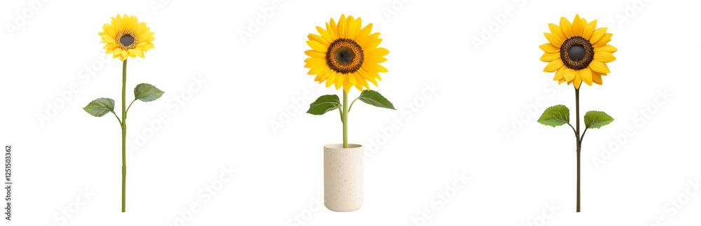 Obraz premium Bright Sunflowers in Simple Vase Design Isolated on transparent background