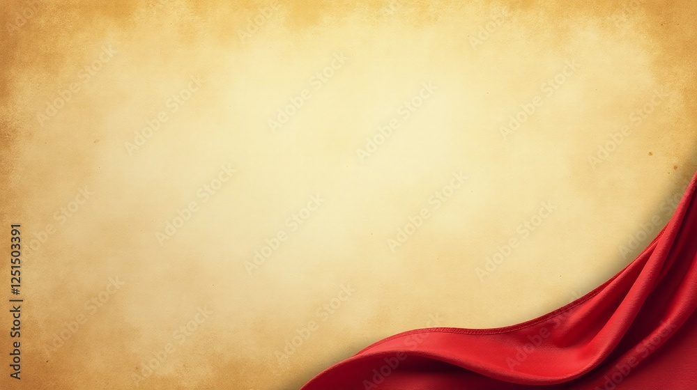 Rich textured parchment with flowing red fabric accent. Rich textured parchment with flowing red fabric accent.