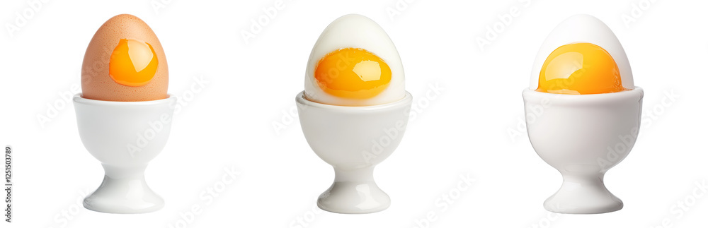 Eggs in White Egg Cups on a White Isolated on transparent background Eggs in White Egg Cups on a White Isolated on transparent background