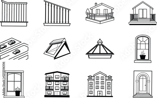 Architectural Drawings House Designs, Balconies, Windows, and More