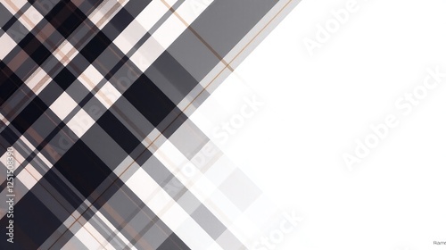 A striking diagonal plaid pattern in monochromatic shades.
