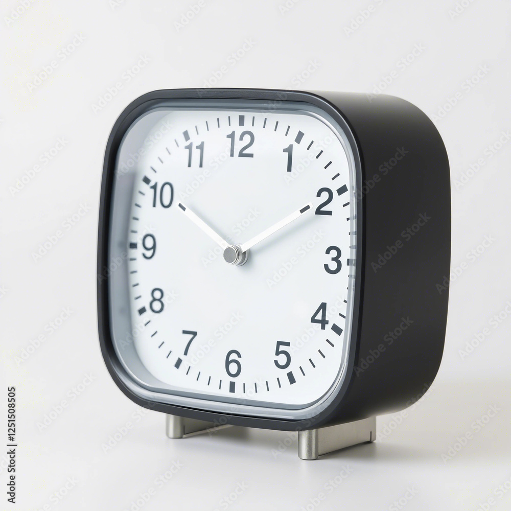 Black analog clock showing the time, ideal for time management or scheduling concepts. Its classic design makes it a timeless piece for any setting. Isolated on white background. Black analog clock showing the time, ideal for time management or scheduling concepts. Its classic design makes it a timeless piece for any setting. Isolated on white background.