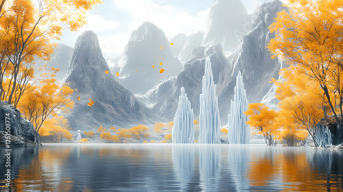 Glacier dreamland on a tranquil lake