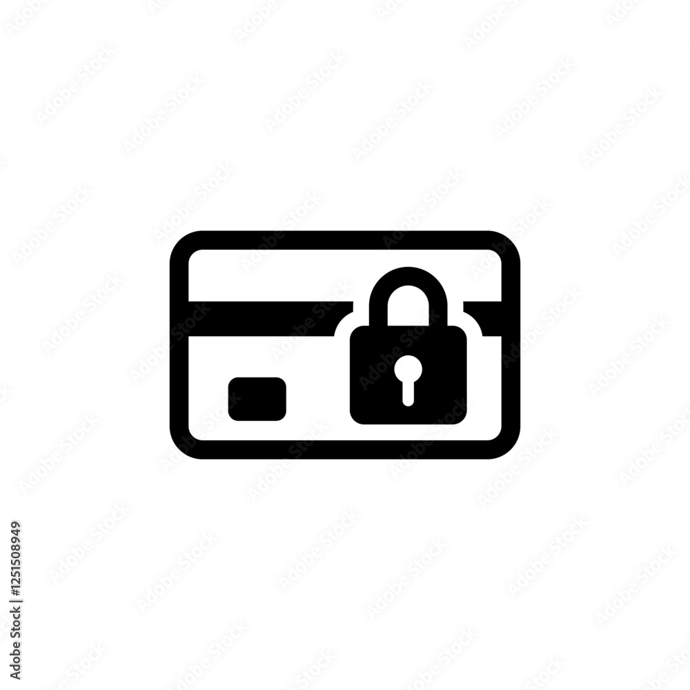Security credit card icon black on white background Security credit card icon black on white background