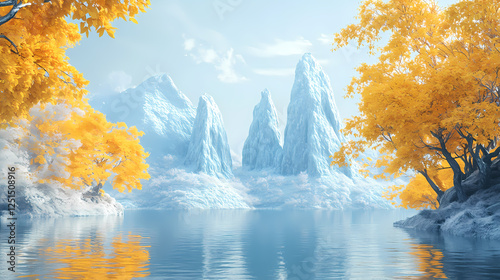 Glacier dreamland on a tranquil lake