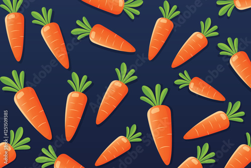 Flat vector illustration of carrot wallpaper on a dark blue background