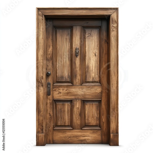 Wooden door  entrance  home  classic design  isolated