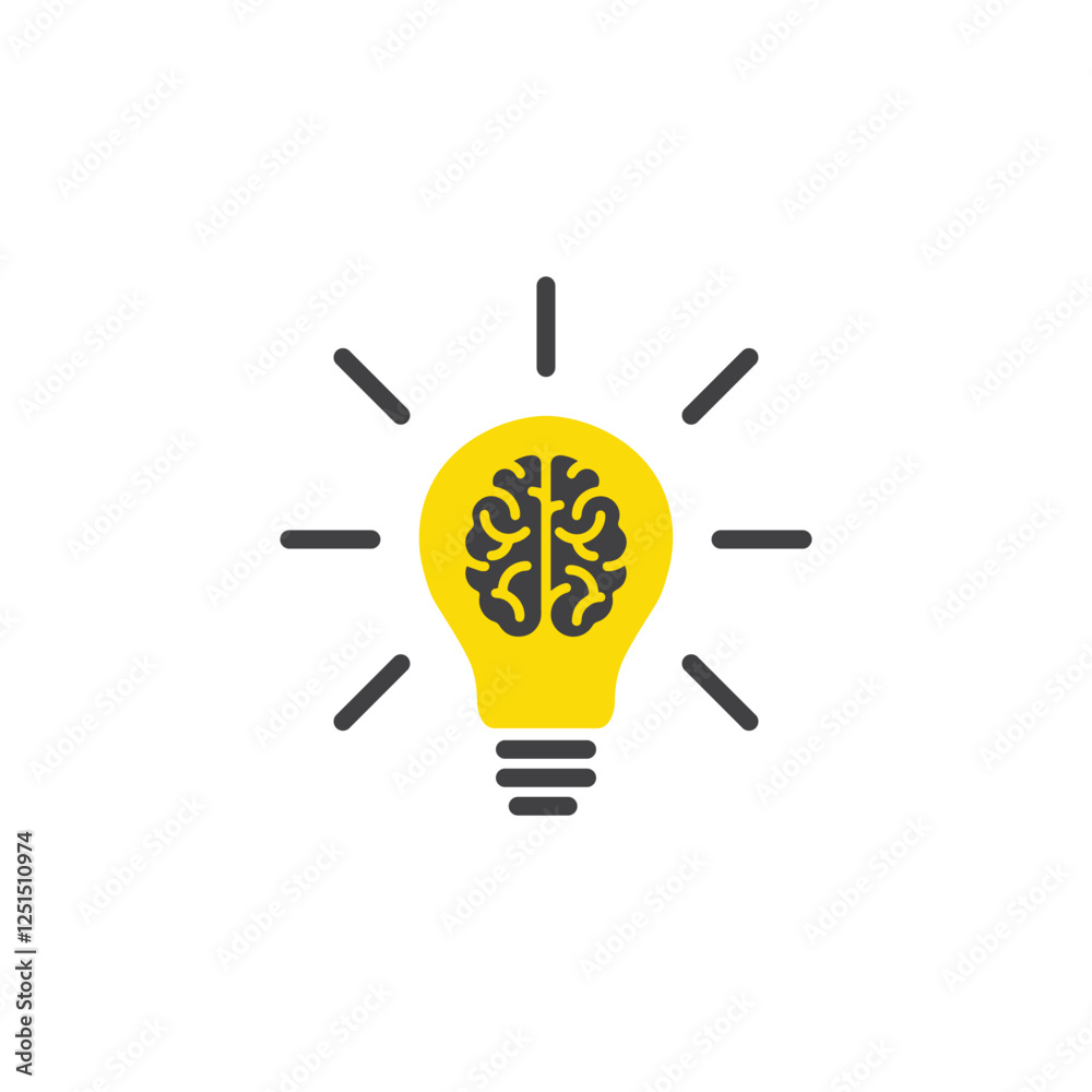 Creative lightbulb with brain logo, lightbulb icon. Creative lightbulb with brain logo, lightbulb icon.