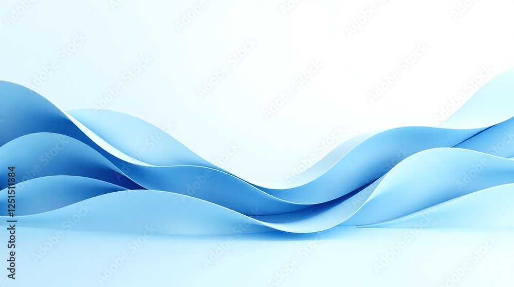 Obraz premium Abstract blue wave-like patterns against a neutral background.