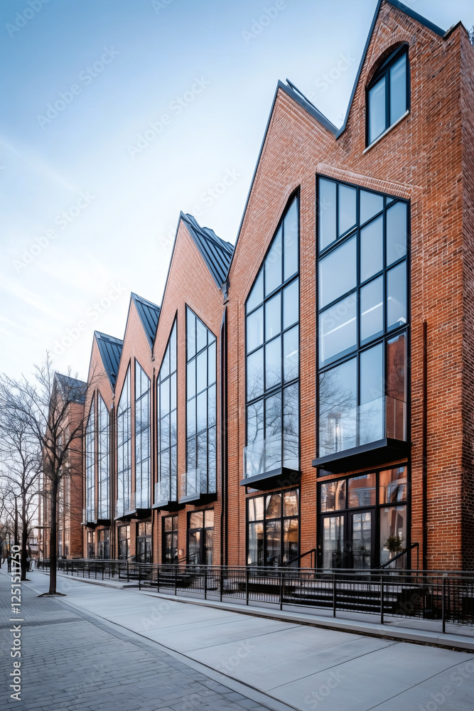 Obraz premium Architectural brick building facade on a street