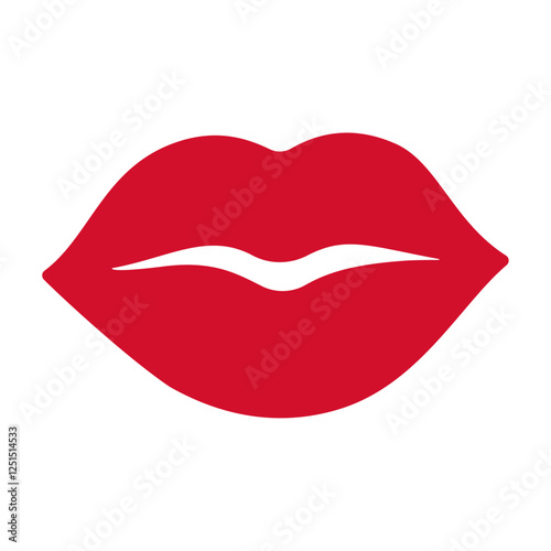 Red lips doodle style Hand drawn trendy flat style love isolated icon Romantic symbol of love for web graphic design poster tattoo Valentines Day Greeting card line art Vector illustration