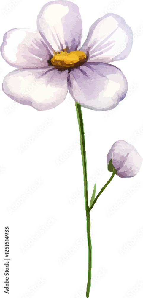 Fototapeta premium Watercolor illustration of purple flower