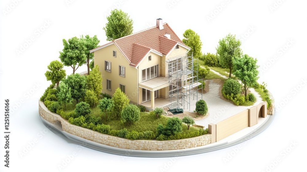 Charming house with lush garden and elegant staircase, a perfect blend of comfort style Charming house with lush garden and elegant staircase, a perfect blend of comfort style