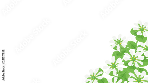 ハコベの花が咲いている背景イラスト_16:9