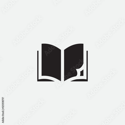 Book icon, education vector black icon