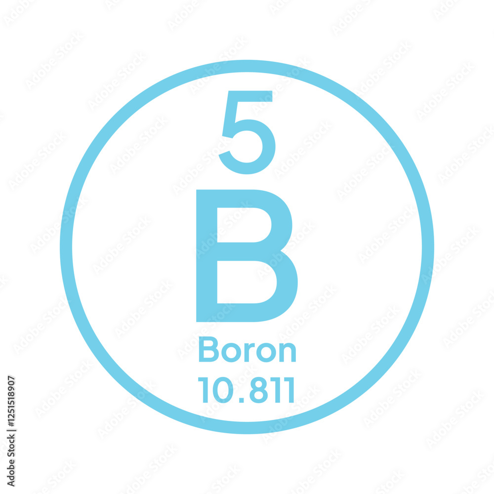 Boron, B, chemical periodic element icon. The chemical element of the periodic table. Sign with atomic number. Boron element Boron, B, chemical periodic element icon. The chemical element of the periodic table. Sign with atomic number. Boron element