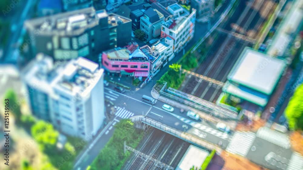 東京都心の街並みクローズアップ・タイムラプス　シフトレンズ