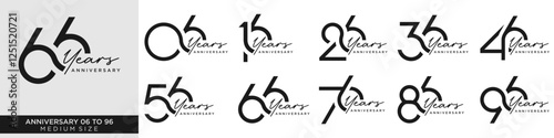 collection anniversary 16 to 96 year, creative number design vector illustration. photo