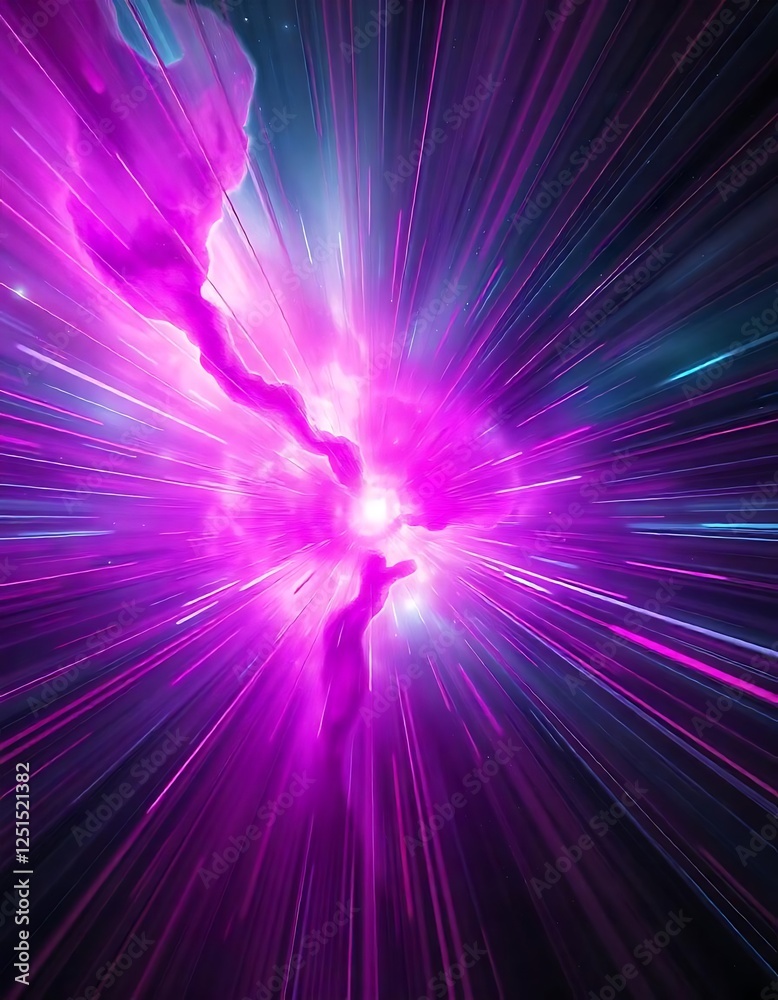 Fototapeta premium Vivid Purple Cosmic Explosion Nebula Light Speed