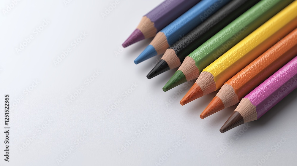 Colorful Pencils On White Background Close Up Colorful Pencils On White Background Close Up