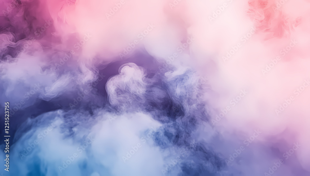 Naklejka premium Colorful pastel-toned watercolor background texture with smoke, clouds, fog, and dust in shades of purple