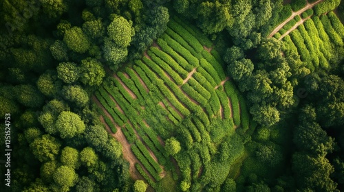 Tea Plantation Aerial View
 photo