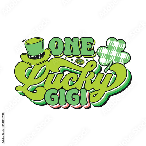 One lucky gigi St. Patrick's day design, St. Patrick's day colorful typography design