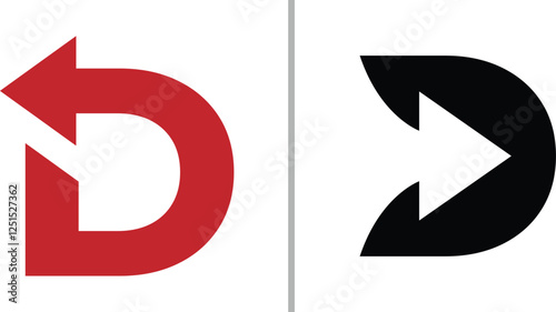 letter d arrow logo, letter d arrow icon,  letter d recycle, vector file