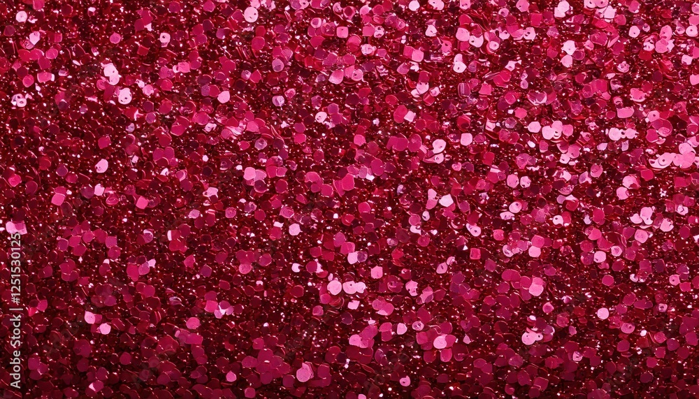 Bright red glitter sparkles create a festive and vibrant background